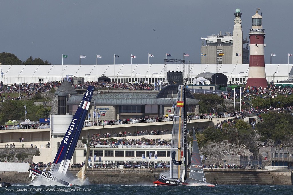 Oracle Racing in action - America’s Cup World Series Plymouth 2011 © Guilain Grenier Oracle Team USA http://www.oracleteamusamedia.com/